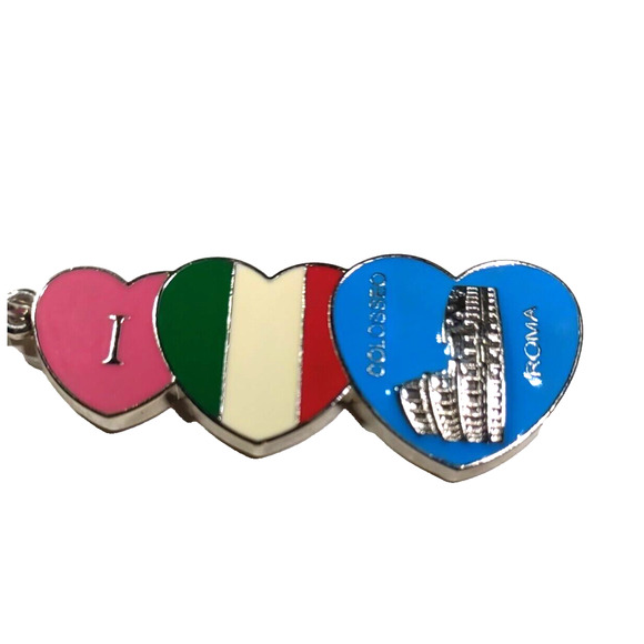 I Love Roma Metal Keychain Flag Colors - Picture 1 of 6
